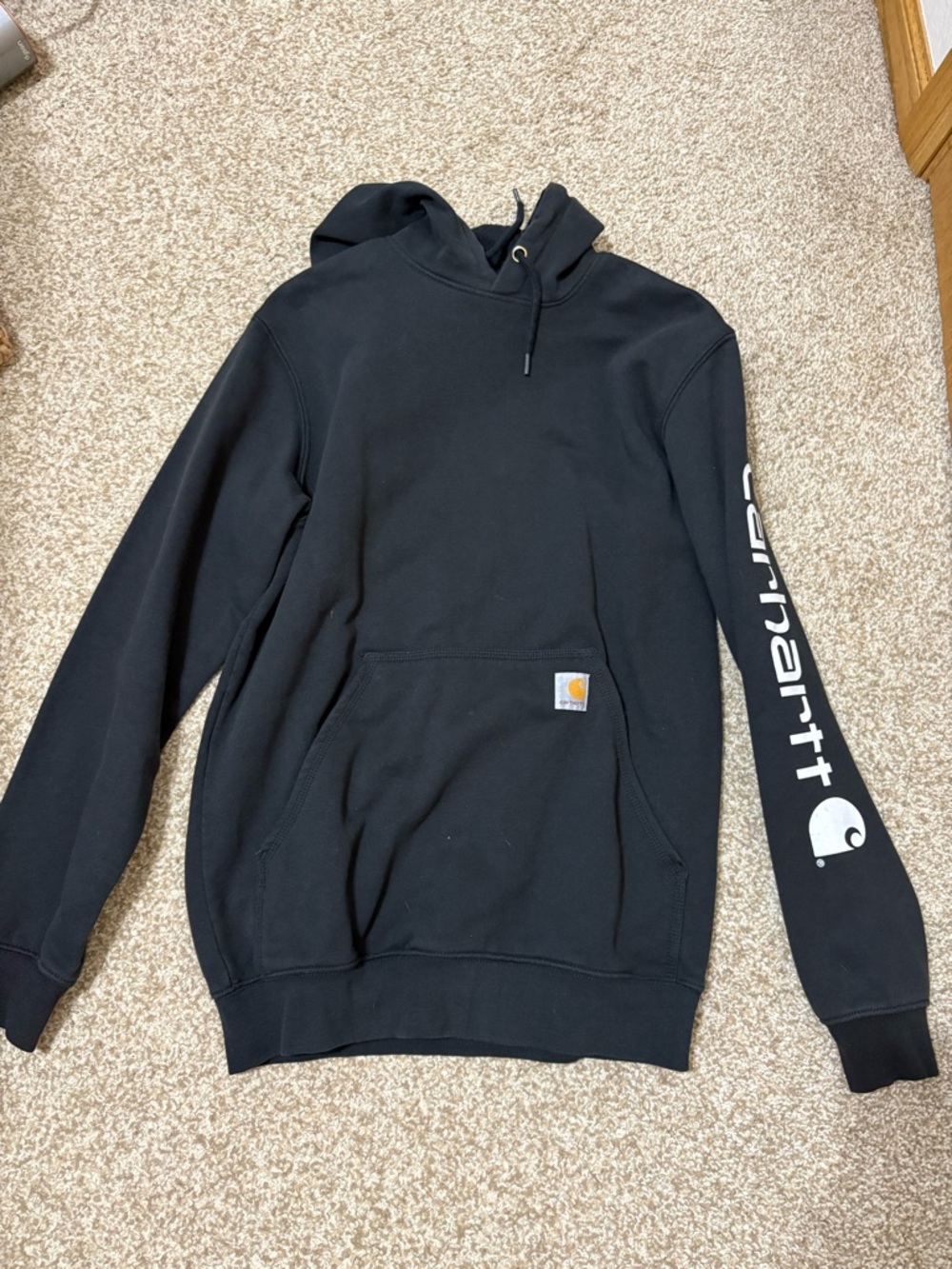 Carhartt Black Pullover Hoodie with White Logo Print